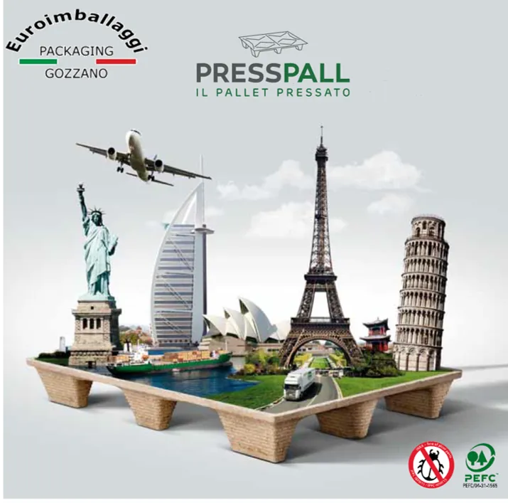 Pallet in legno pressato per trasporto industriale